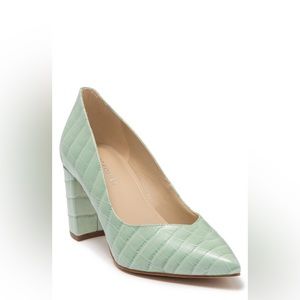 marc fisher caitlin block heel pump Green Croco Leather